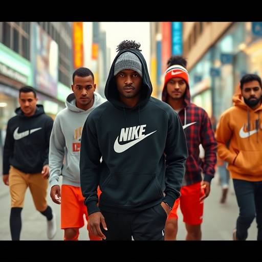 Escena de un video publicitario con modelos usando ropa deportiva en un entorno urbano.