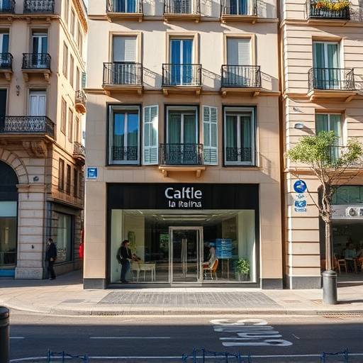 Fachada del edificio donde se ubica la oficina de VideoSoluciones Madrid en la Calle de la Reina, Madrid.
