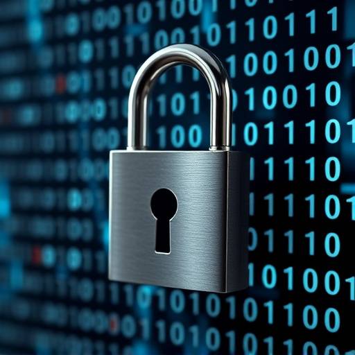 Un candado cerrado sobre un fondo de código binario, simbolizando la seguridad de los datos.
